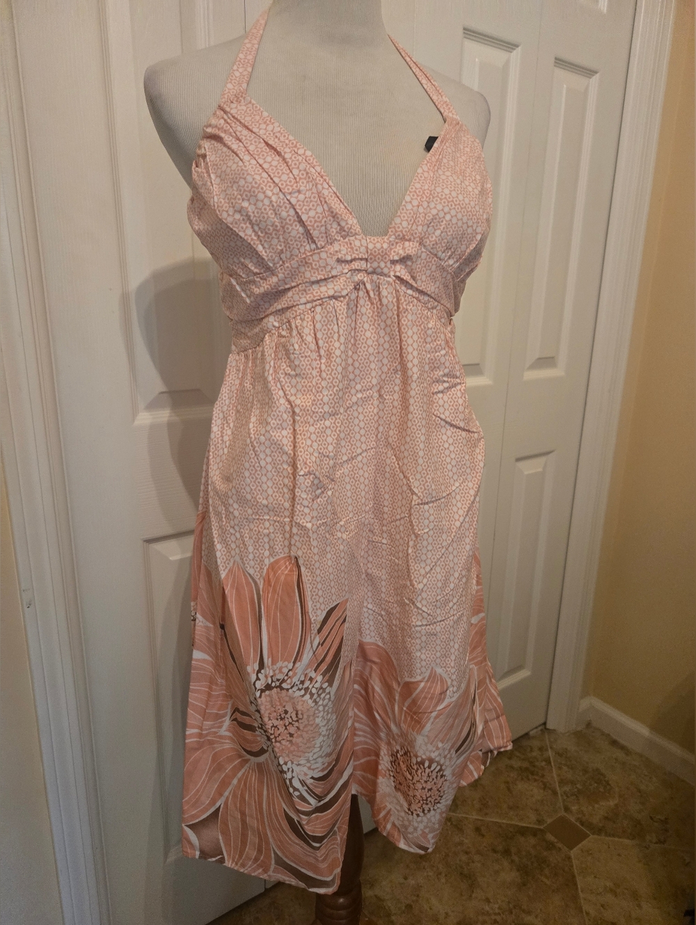 NWOT Love Tease Halter Floral Midi Dress in Blush Pink Sz 9 But Fits Like 6/8